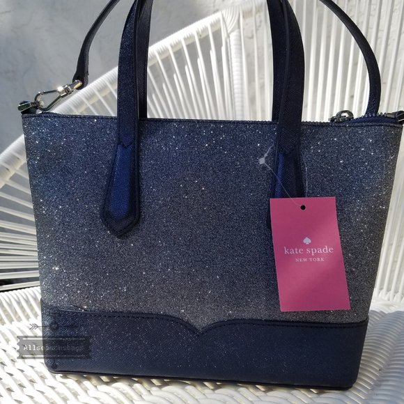 kate Spade SMALL Lola Satchel Dusk Navy Glitter - Picture 6 of 10